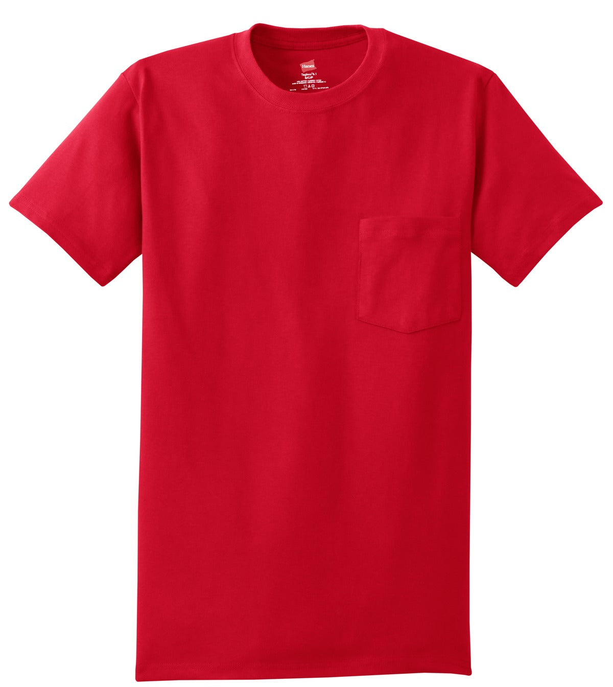 Front View of Deep Red Hanes - Authentic 100% Cotton T-Shirt with Pocket. 5590