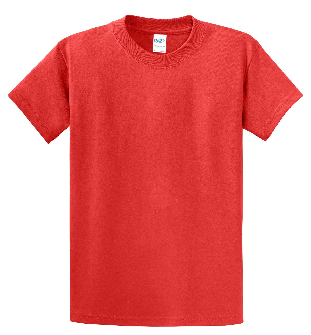 Front View of Fiery Red Port & Company Tall Essential Tee. PC61T