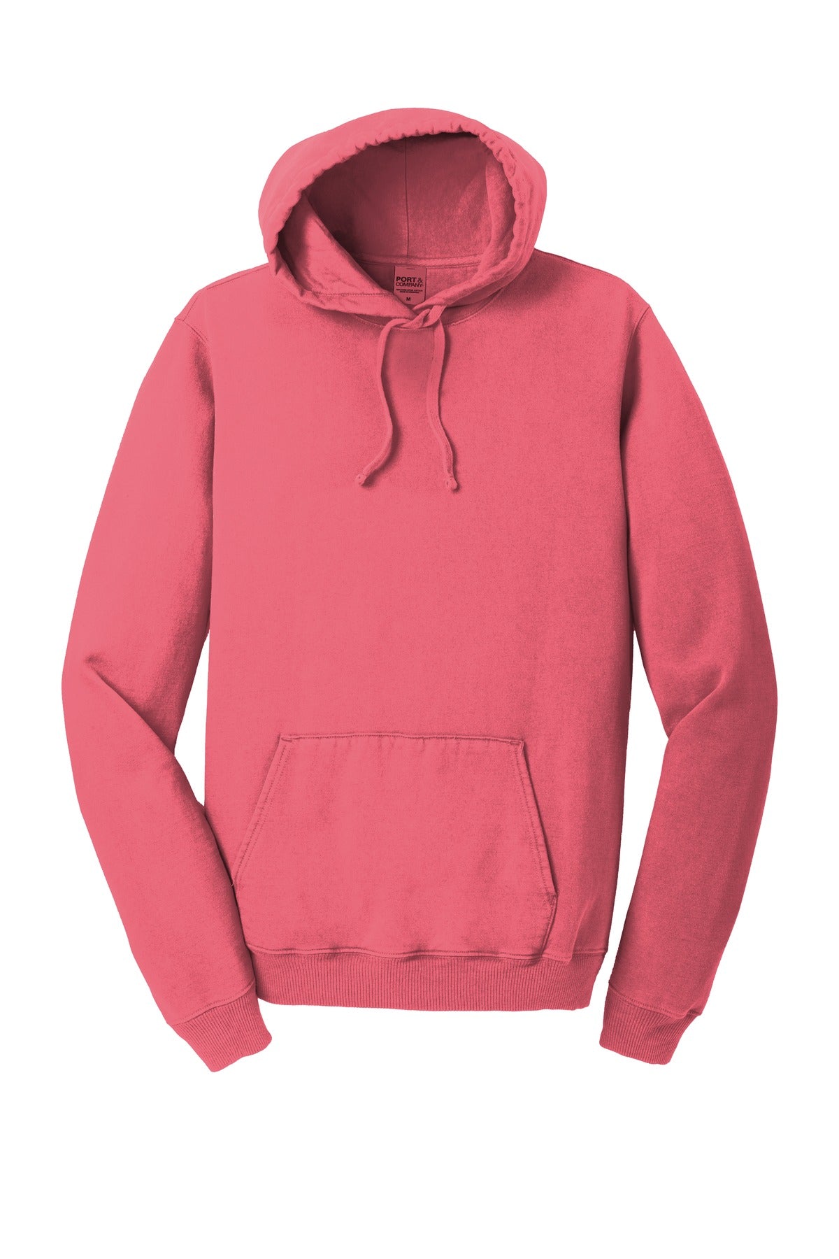 Front View of Fruit Punch Port & Company Beach Wash Garment-Dyed Pullover Hooded Sweatshirt. PC098H