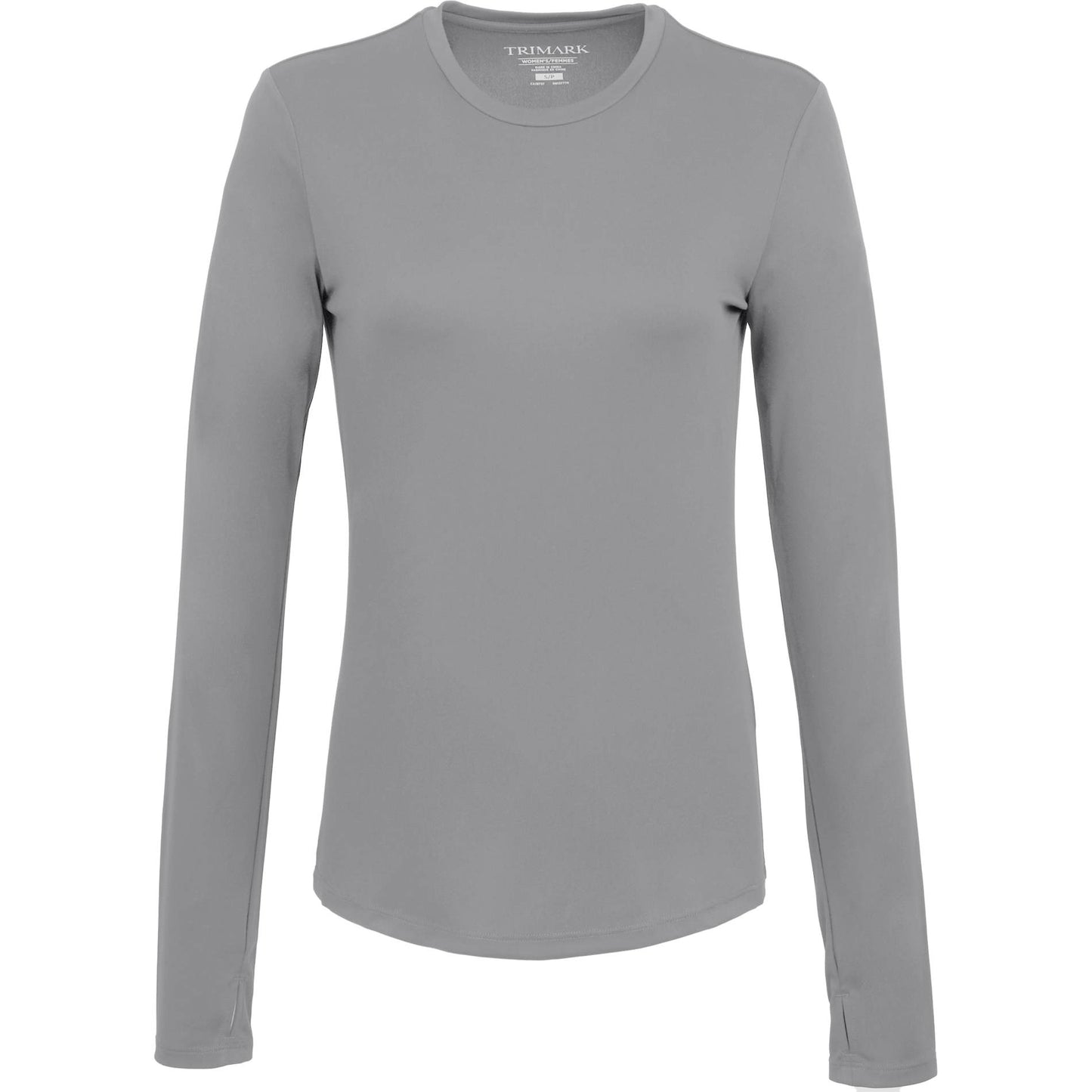 Front View of Grey DARA LS Tech Tee - Women's plain