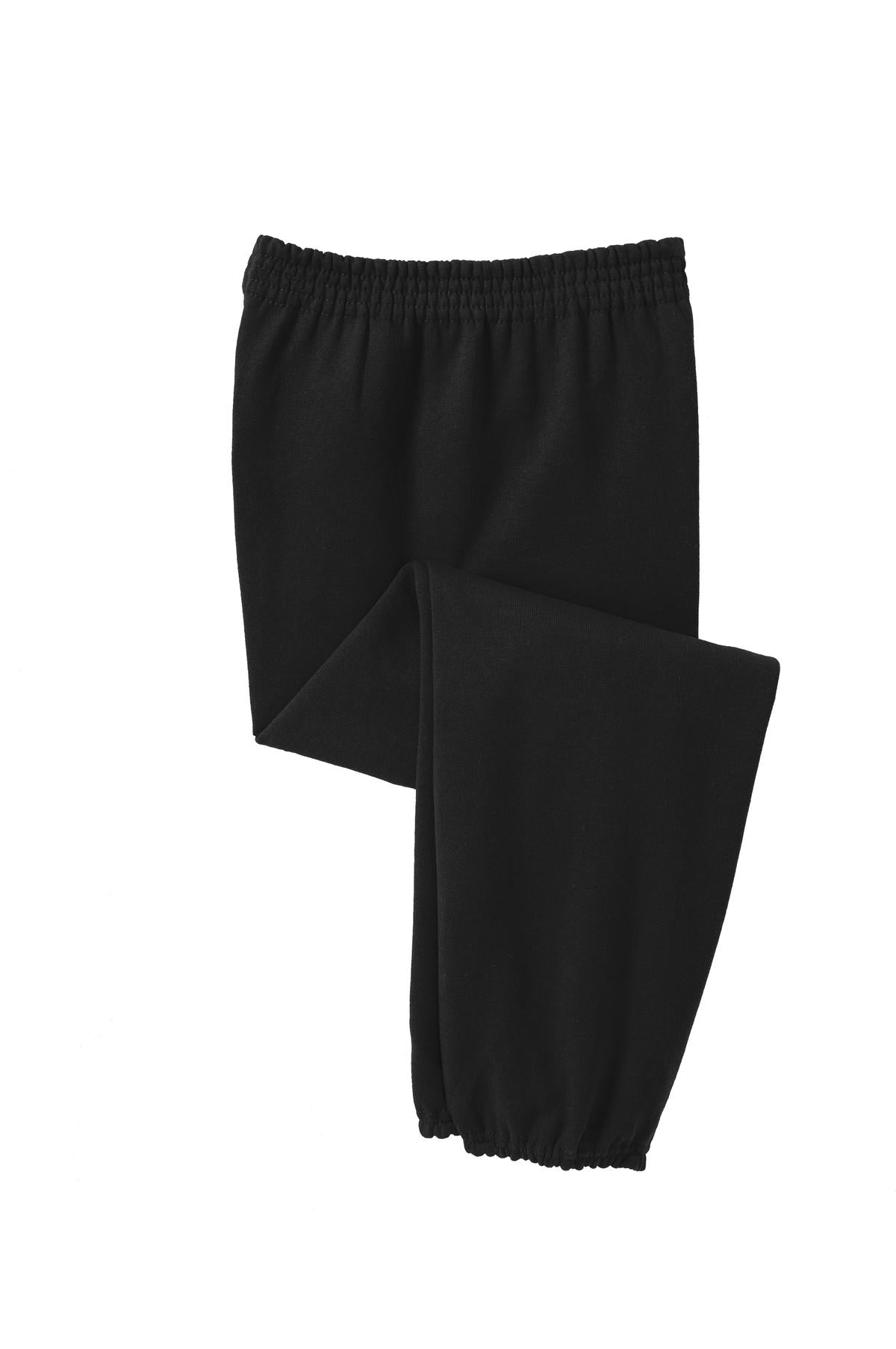 Front View of Jet Black Port & Company - Youth Core Fleece Sweatpant. PC90YP