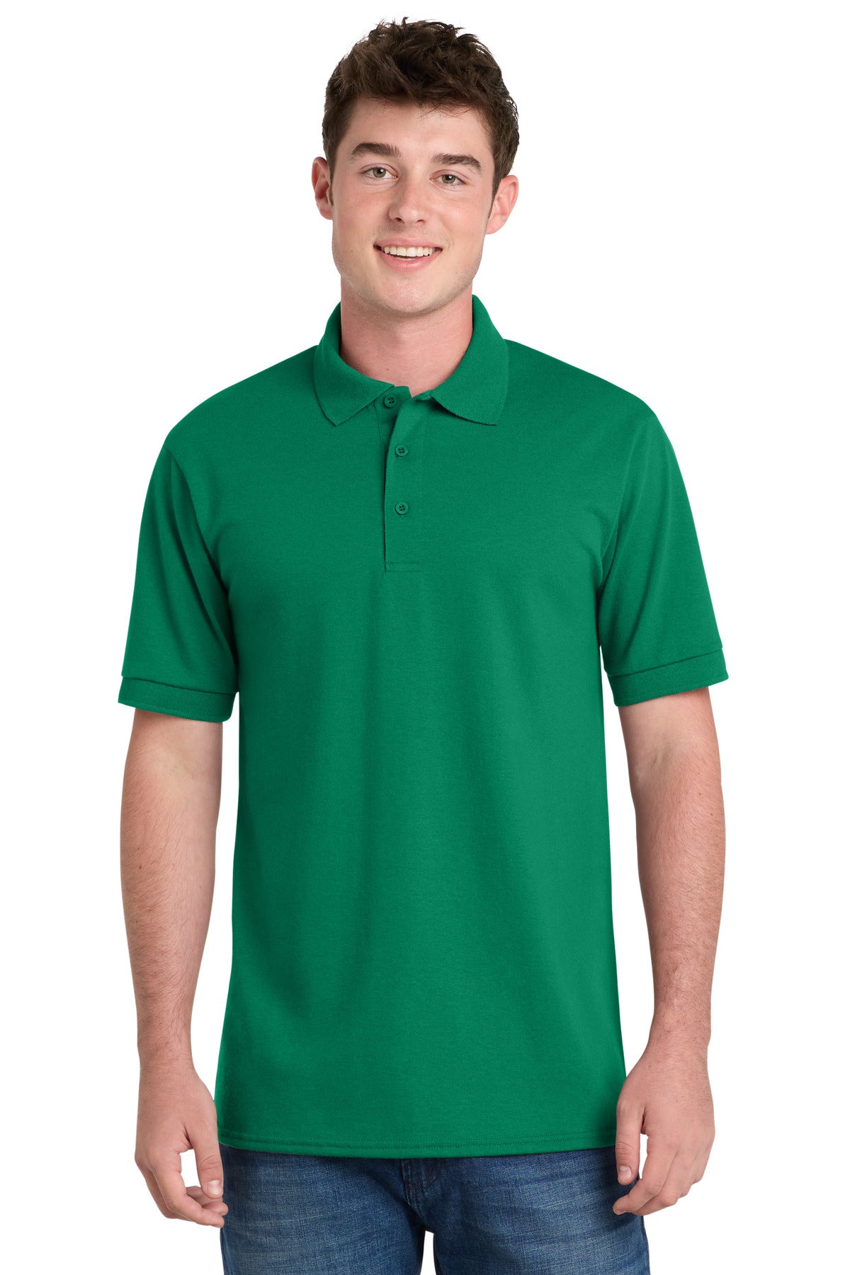 Front View of Kelly Port & Company Tall Core Blend Jersey Knit Polo. KP55T