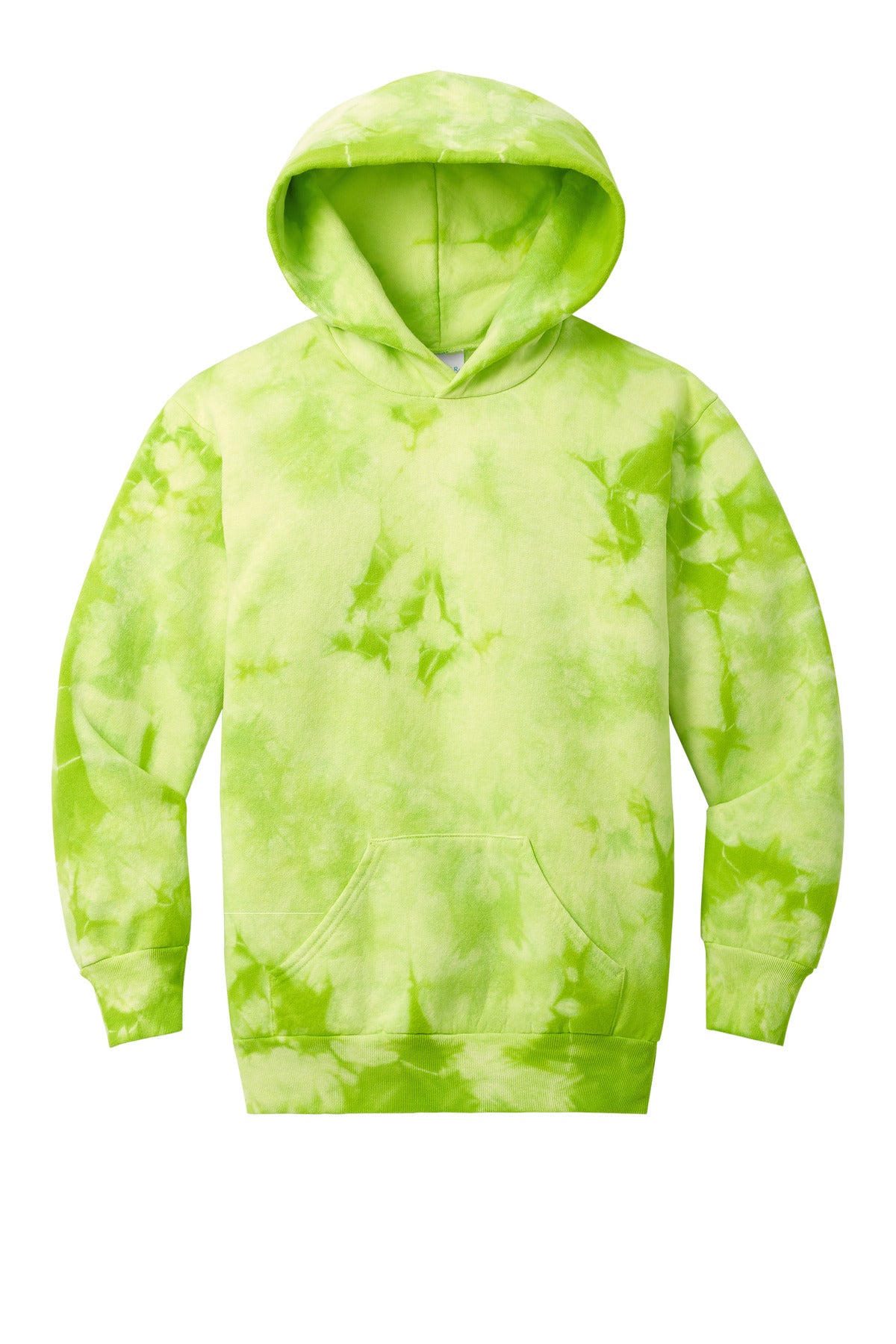 Front View of LemonLime Port & Company Youth Crystal Tie-Dye Pullover Hoodie PC144Y
