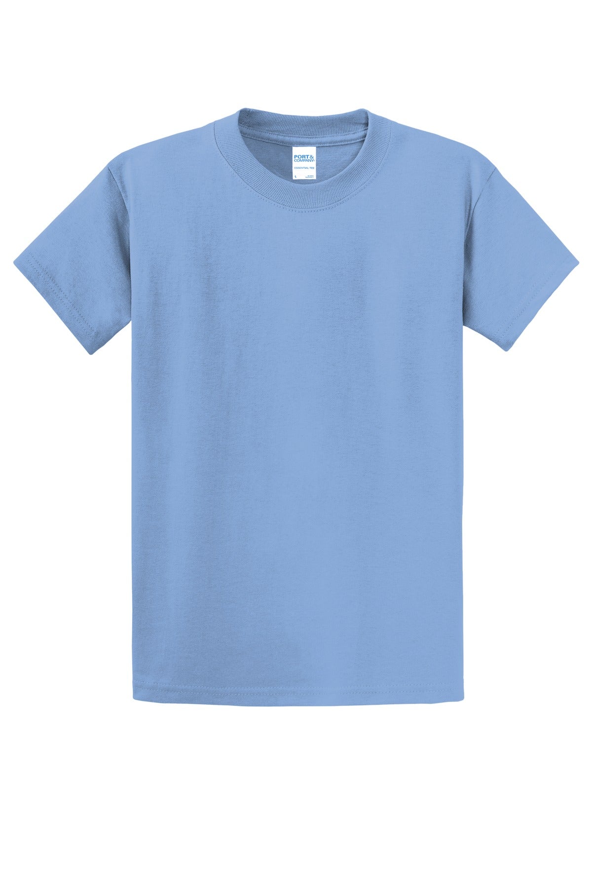 Front View of Light Blue Port & Company Tall Essential Tee. PC61T
