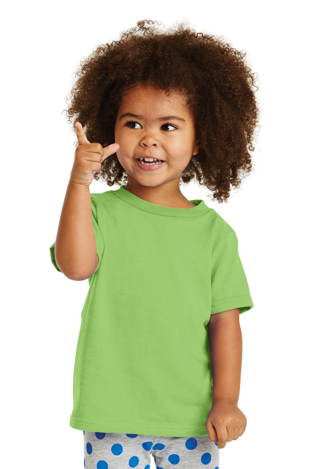 Front View of Lime Port & Company Toddler Core Cotton Tee. CAR54T