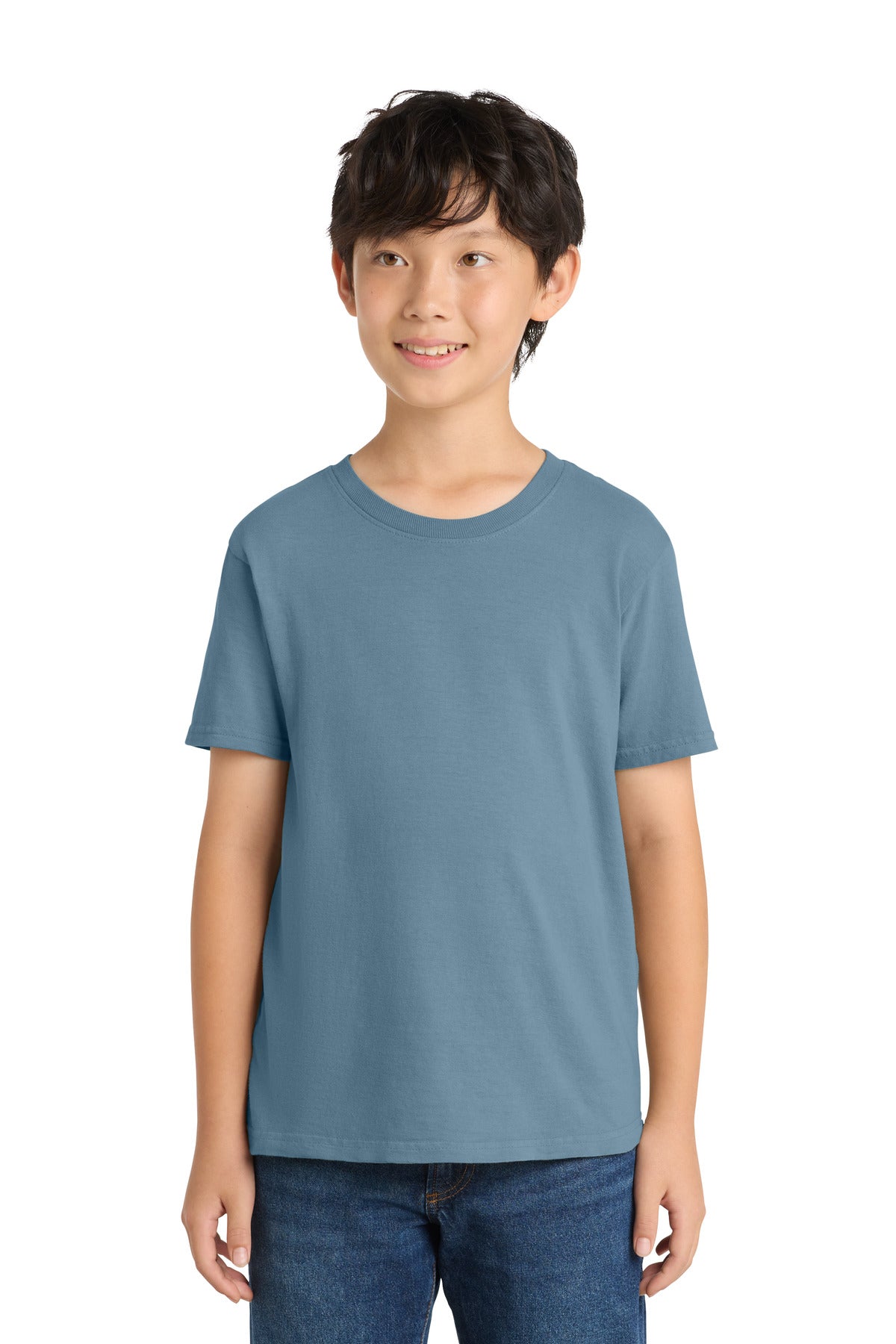 Front View of Mist Port & Company Youth Beach Wash Garment-Dyed Tee. PC099Y