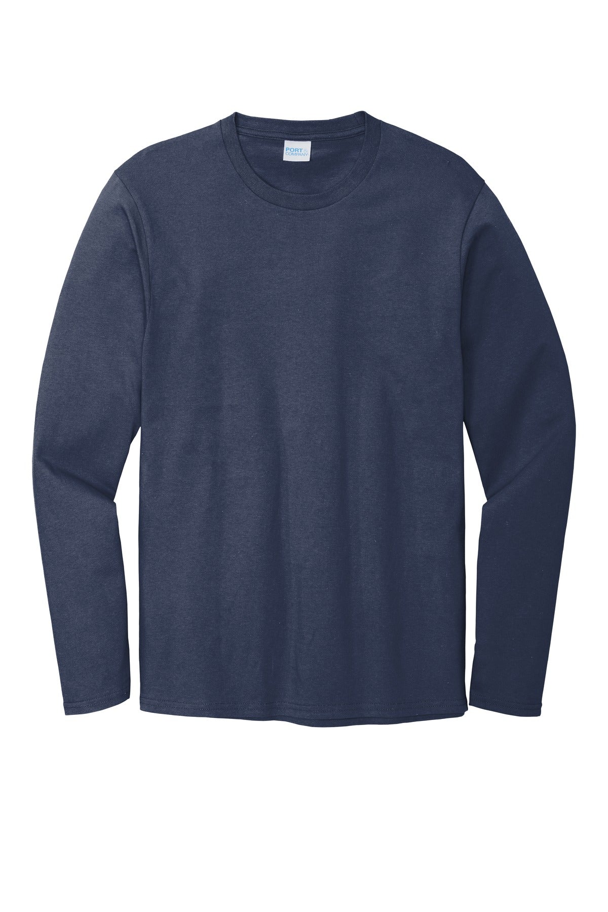 Front View of Navy Blue Port & Company Long Sleeve Bouncer Tee PC600LS