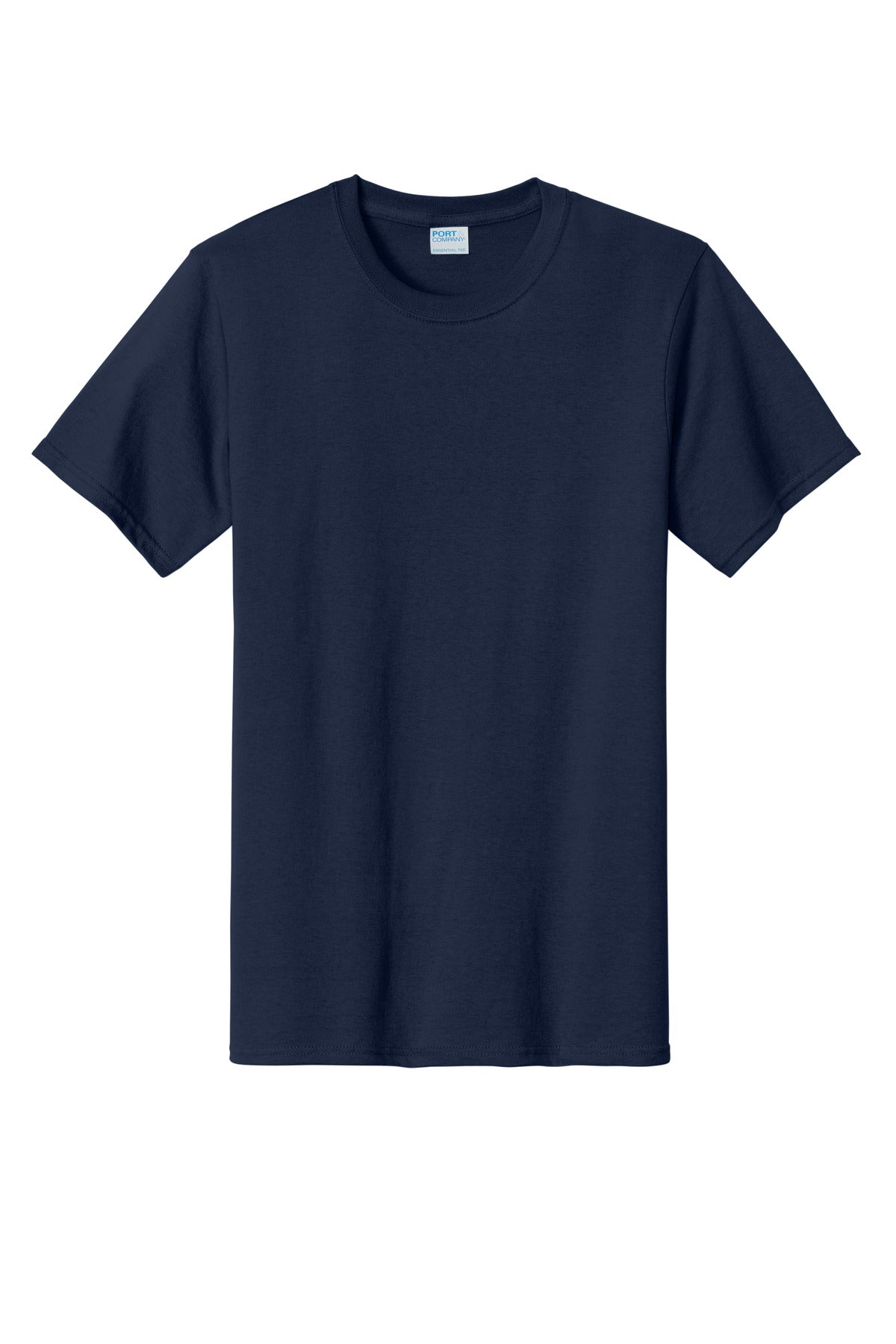 Front View of Navy Port & Company Tall Essential Tee. PC61T
