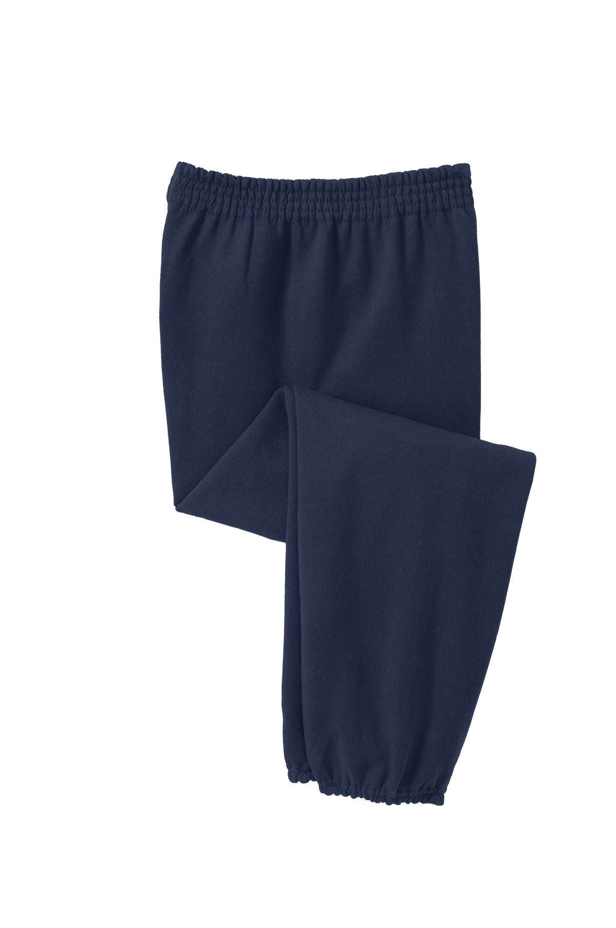 Front View of Navy Port & Company - Youth Core Fleece Sweatpant. PC90YP