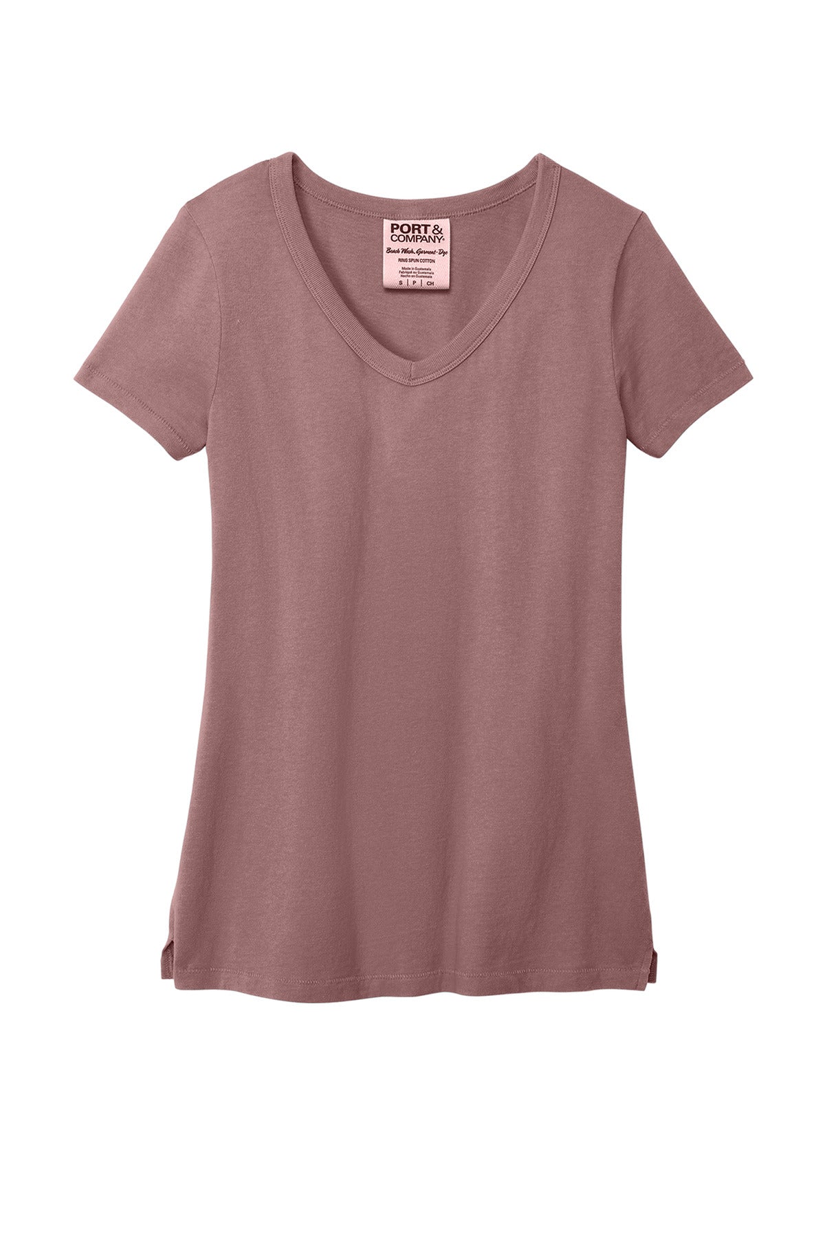 Front View of NstlgiaRse Port & Company Women's Beach Wash Garment-Dyed V-Neck Tee LPC099V