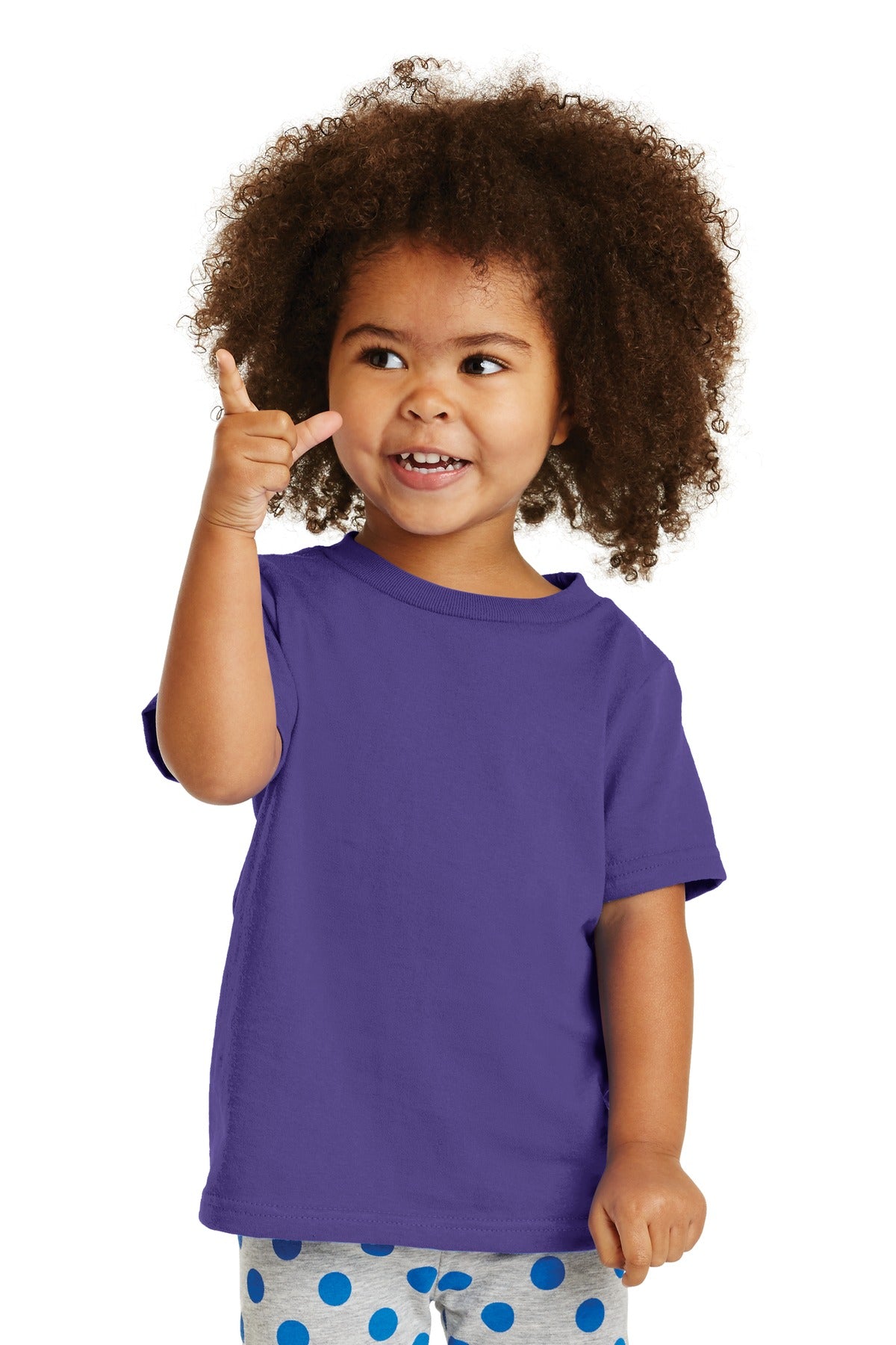 Front View of Purple Port & Company Toddler Core Cotton Tee. CAR54T
