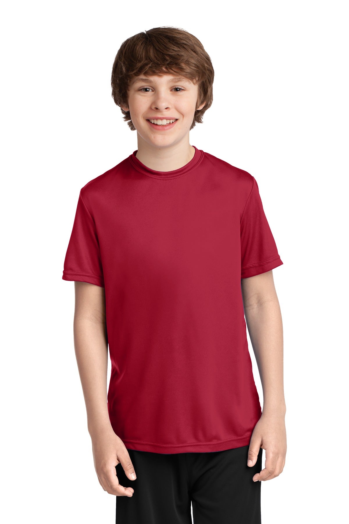 Front View of Red Port & Company Youth Performance Tee. PC380Y