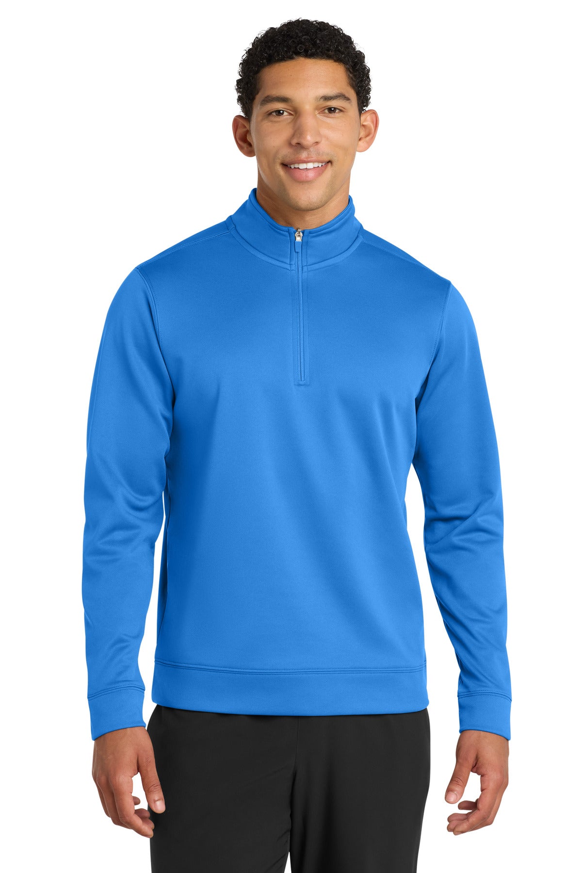Front View of Royal Port & Company Performance Fleece 1/4-Zip Pullover Sweatshirt. PC590Q