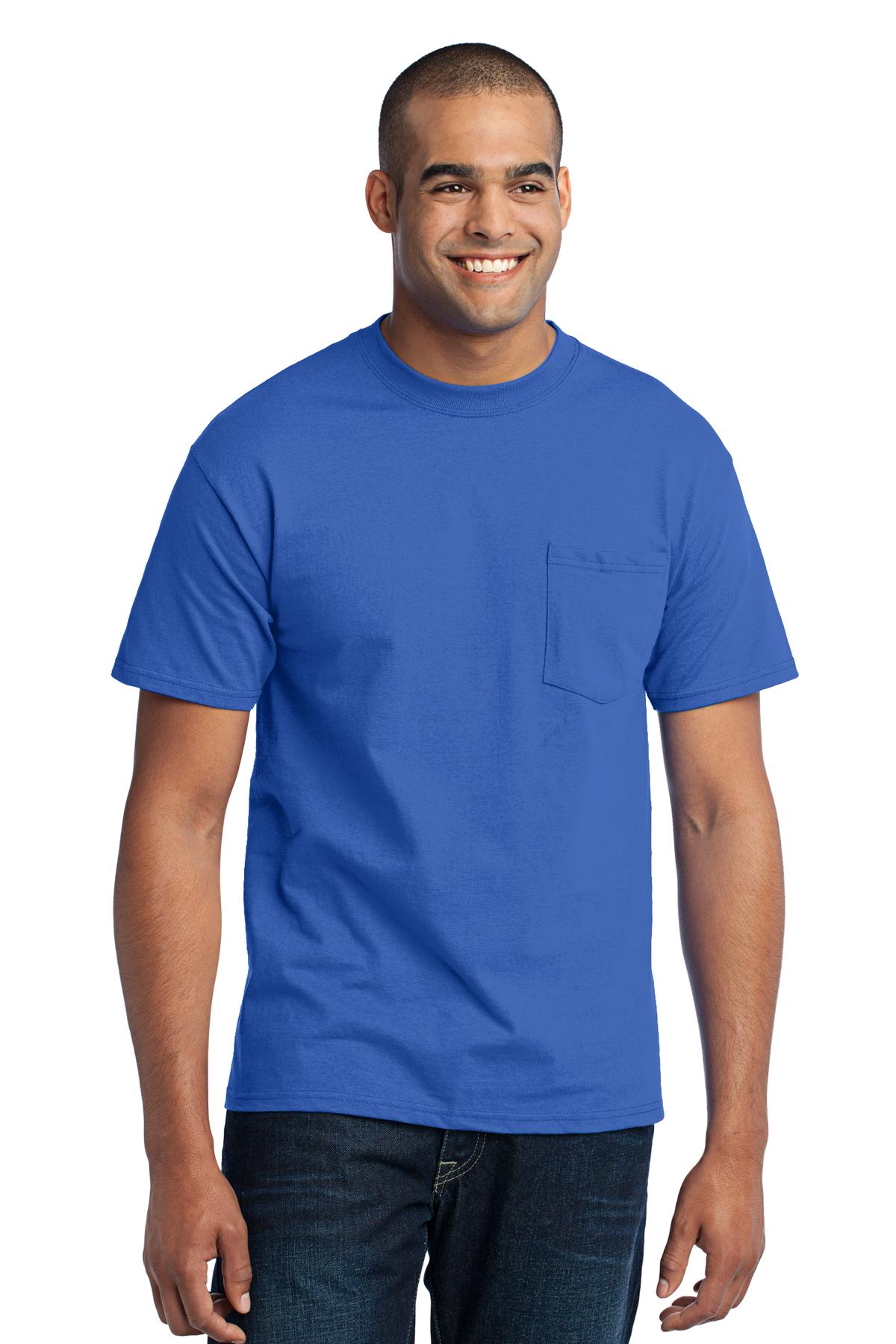 Front View of Royal Port & Company Tall Core Blend Pocket Tee. PC55PT