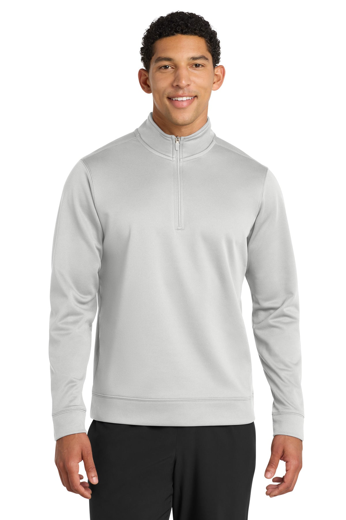 Front View of Silver Port & Company Performance Fleece 1/4-Zip Pullover Sweatshirt. PC590Q