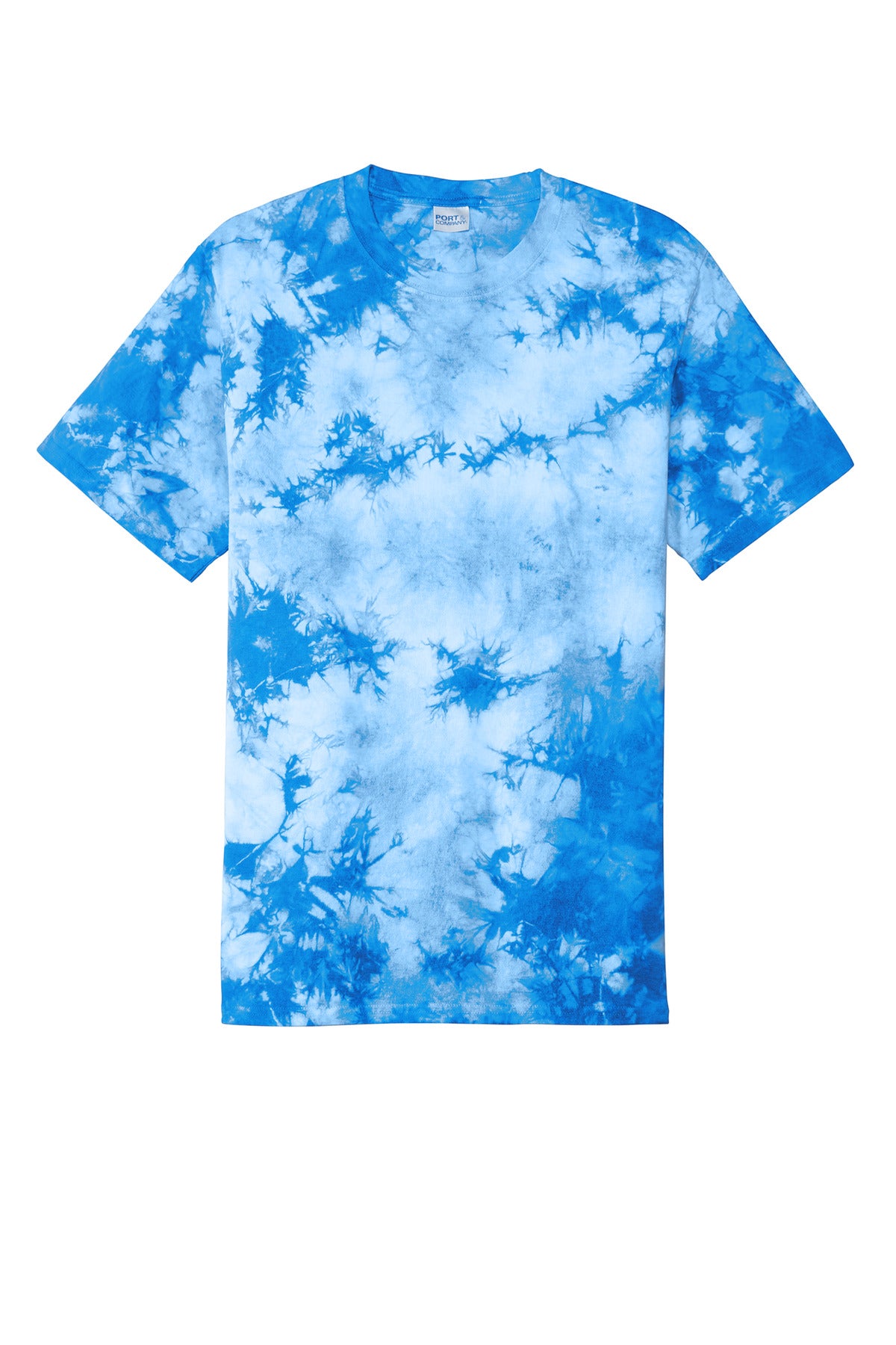 Front View of Sky Blue Port & Company Crystal Tie-Dye Tee PC145