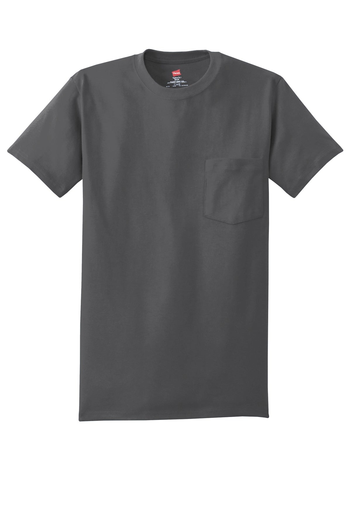 Front View of Smoke Gray Hanes - Authentic 100% Cotton T-Shirt with Pocket. 5590