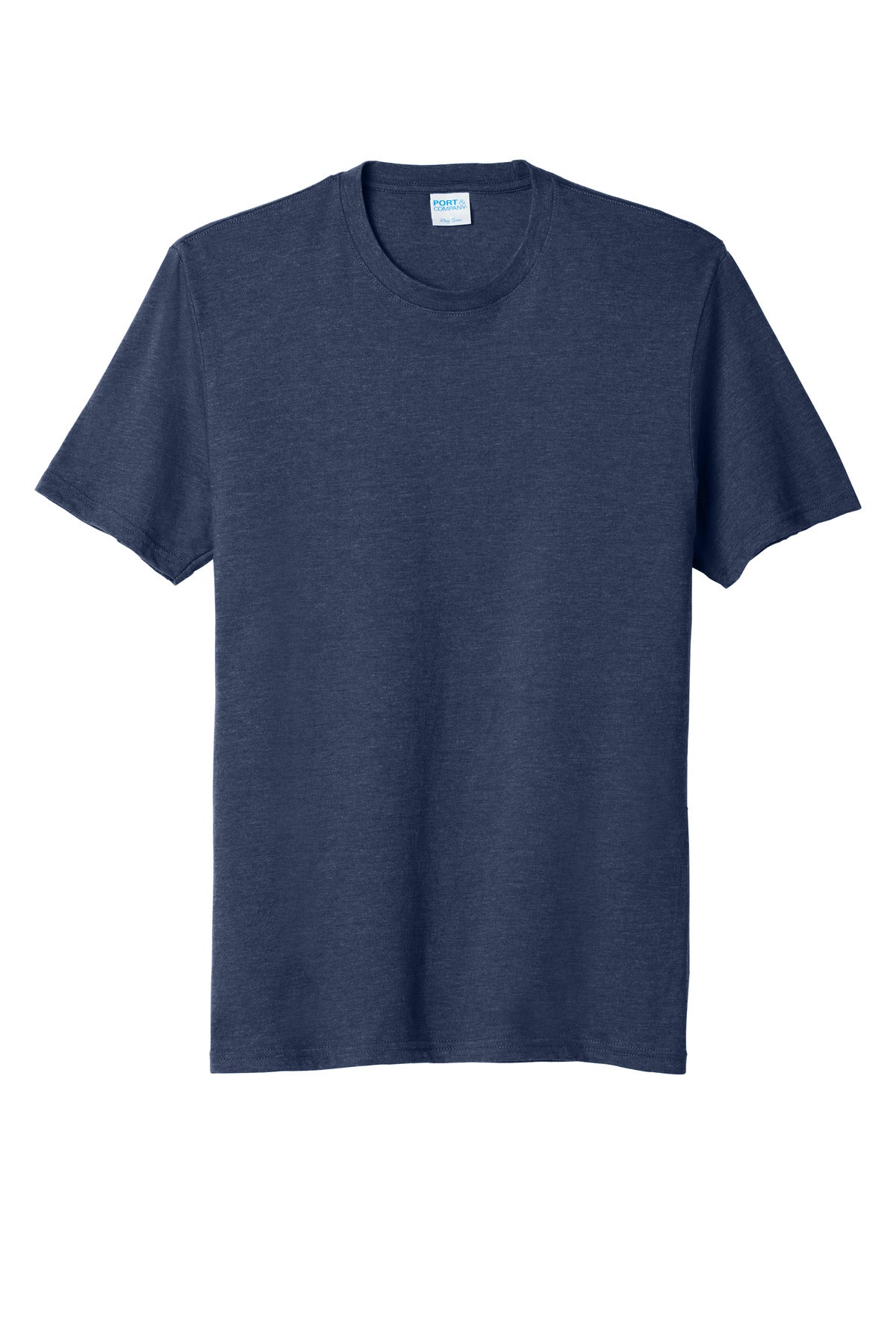 Front View of Team Navy Hthr Port & Company Fan Favorite Blend Tee. PC455