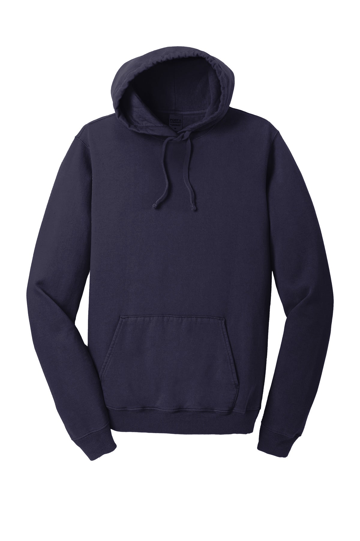 Front View of TrueNavy Port & Company Beach Wash Garment-Dyed Pullover Hooded Sweatshirt. PC098H