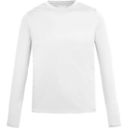 Front View of White DARA LS Tech Tee - Men's plain
