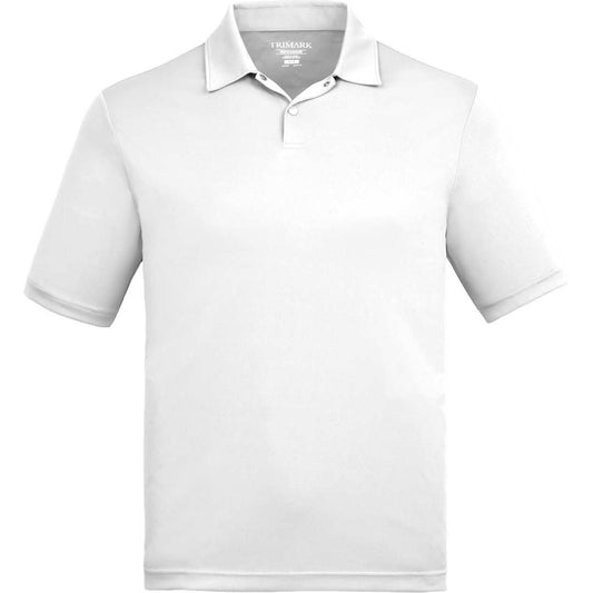 Front View of White DARA SS Polo - Men's plain