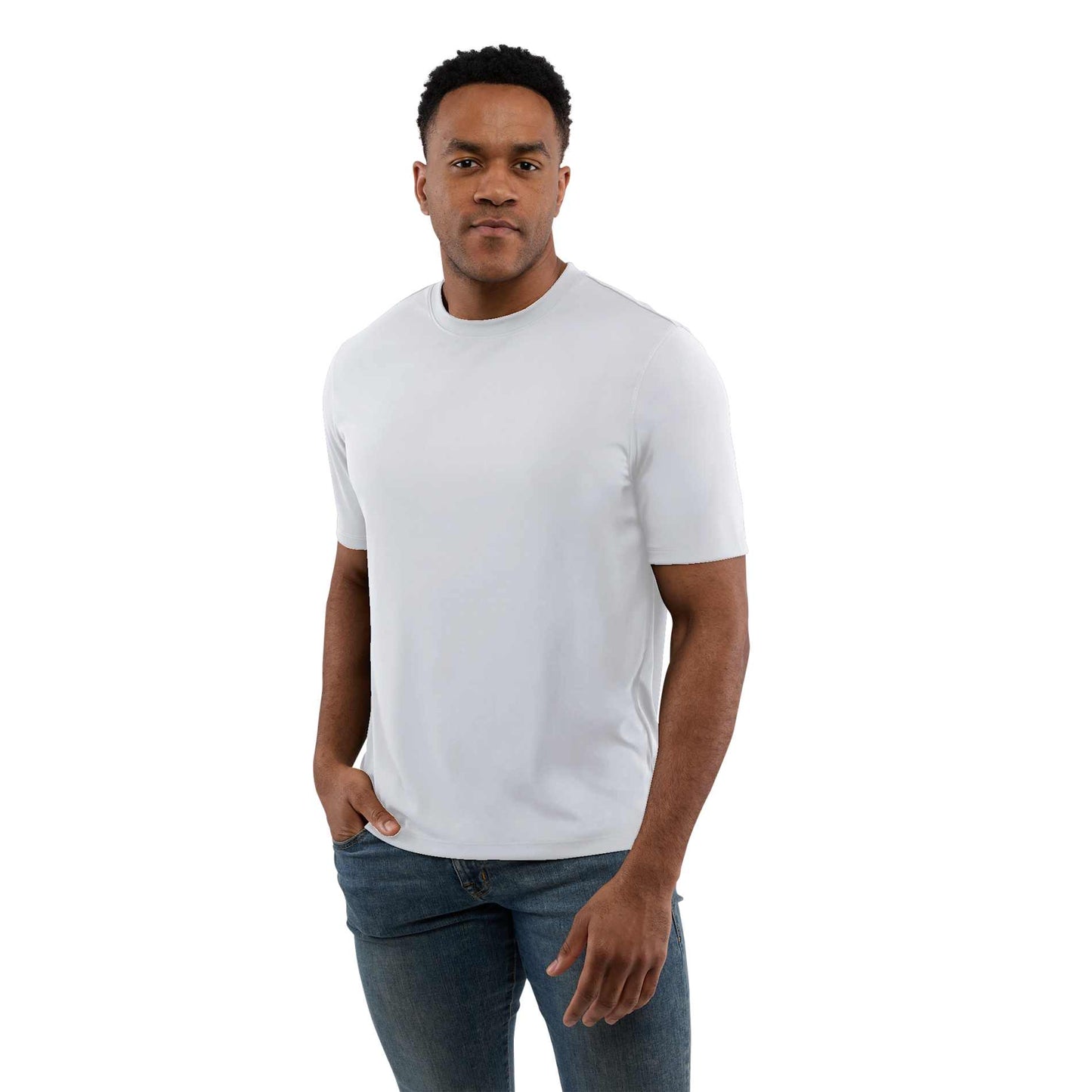 Front View of White DARA SS Tech Tee - Men's plain