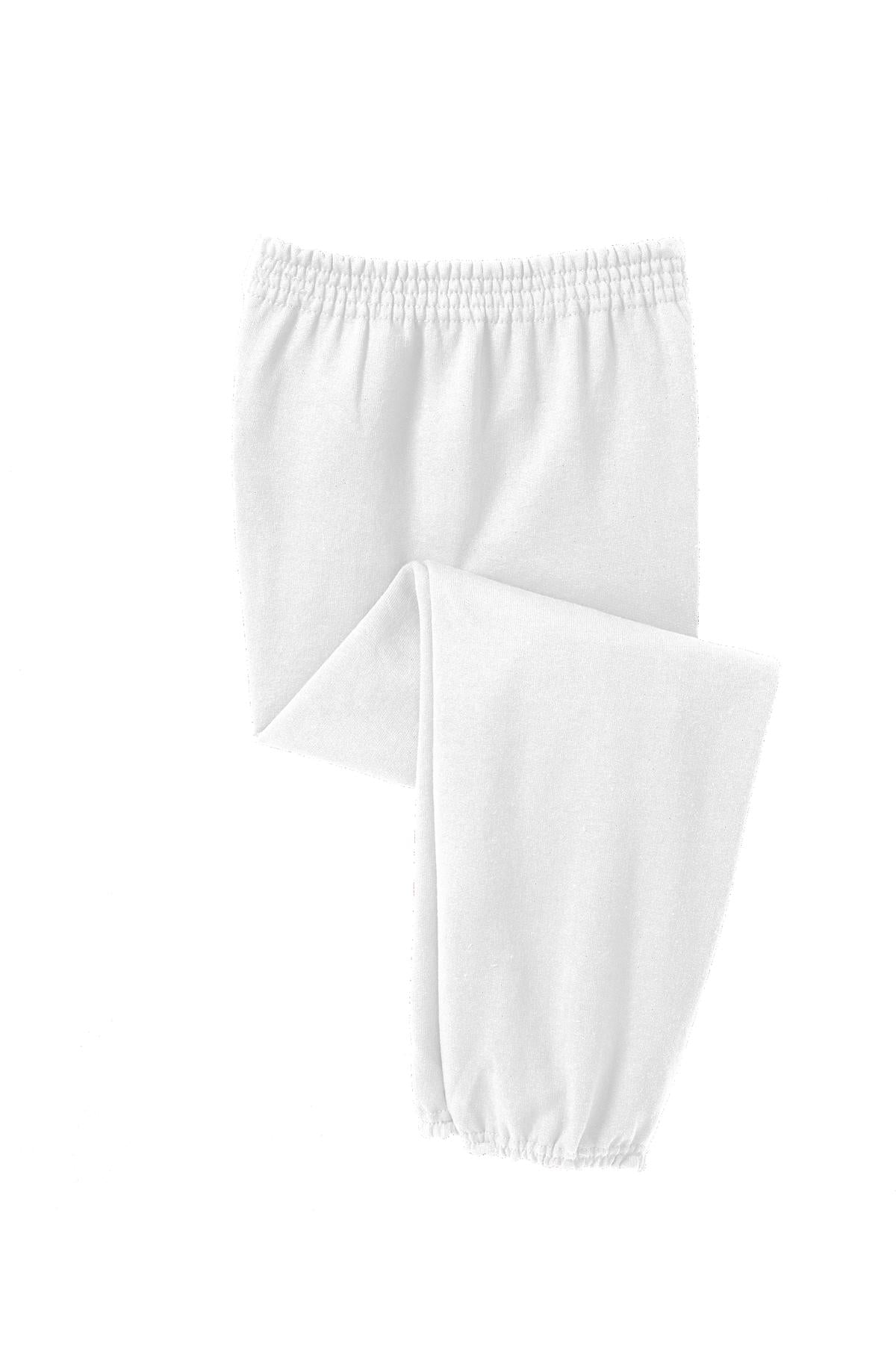 Front View of White Port & Company - Youth Core Fleece Sweatpant. PC90YP