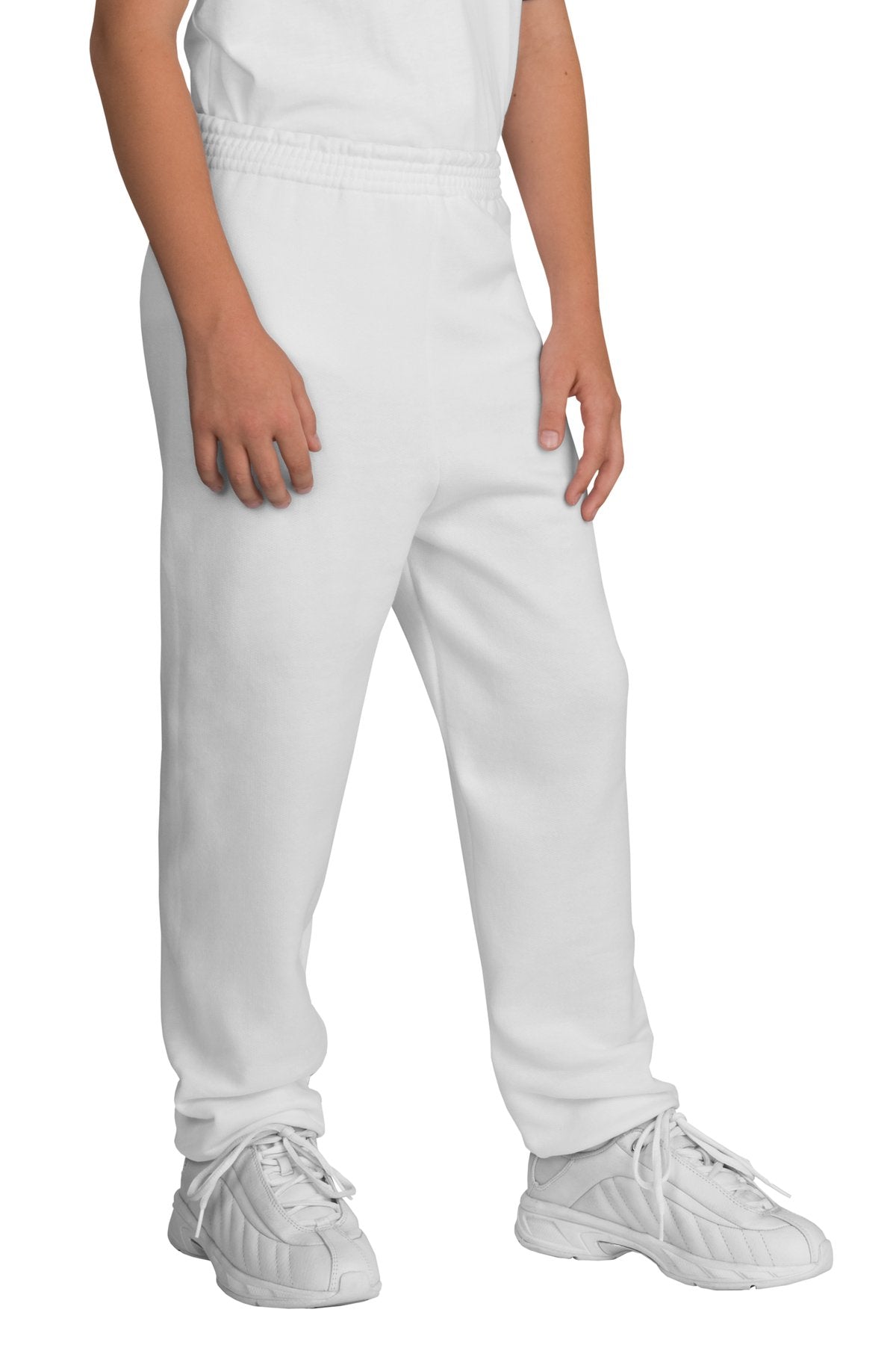 Front View of White Port & Company - Youth Core Fleece Sweatpant. PC90YP