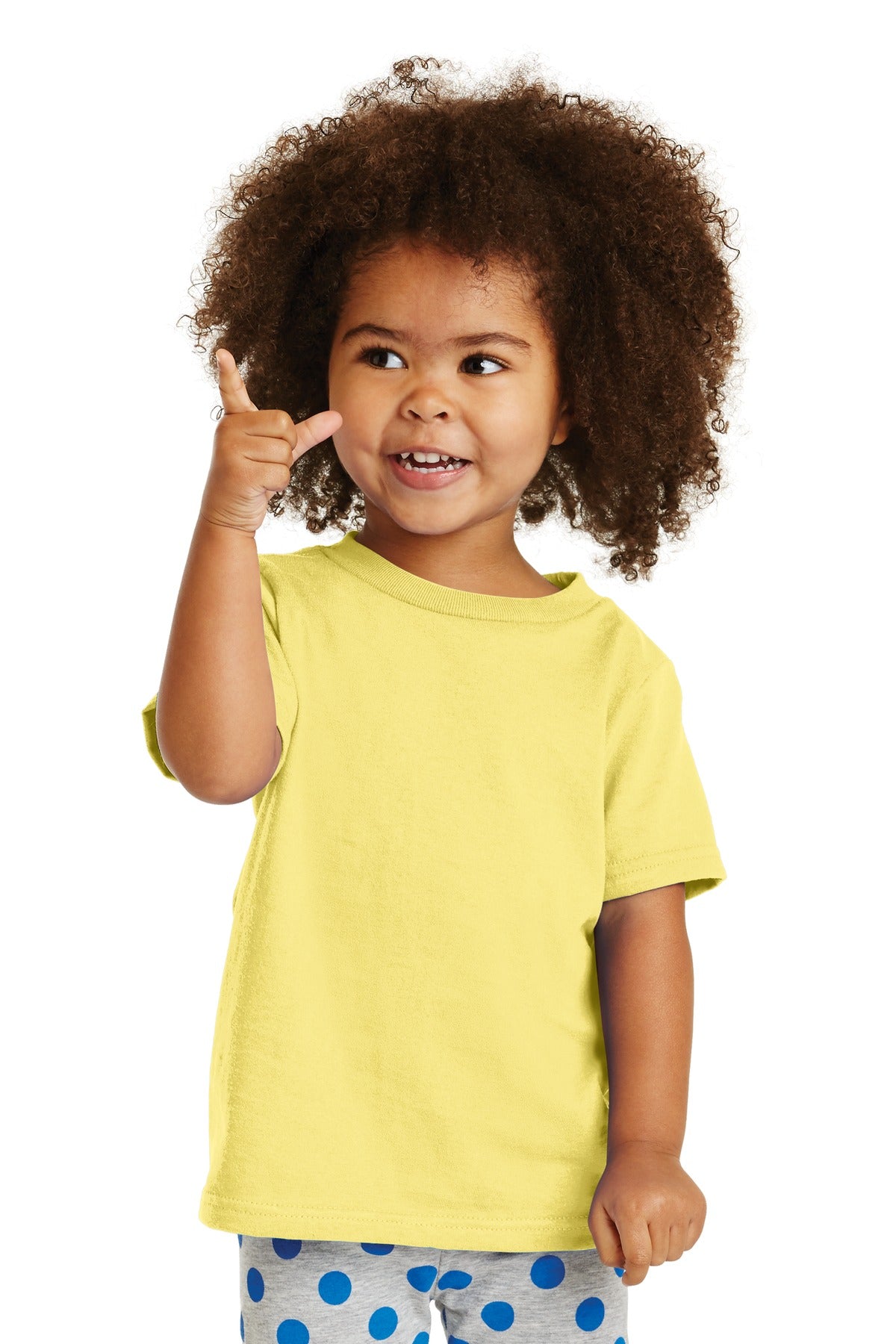 Front View of Yellow Port & Company Toddler Core Cotton Tee. CAR54T