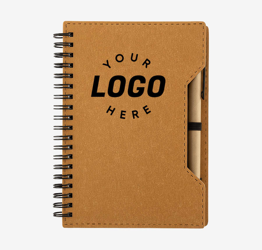 Agenda Recycled Spiral Notebook with Sticky Notes & Pen