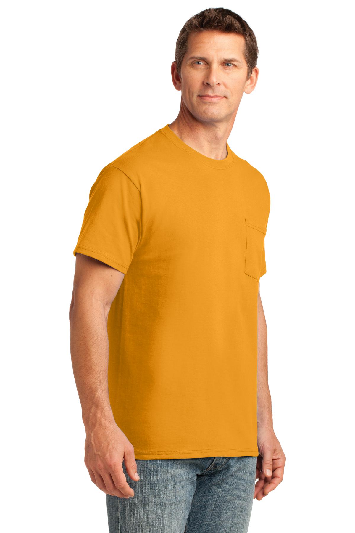 Gold Port & Company Core Cotton Pocket Tee. PC54P