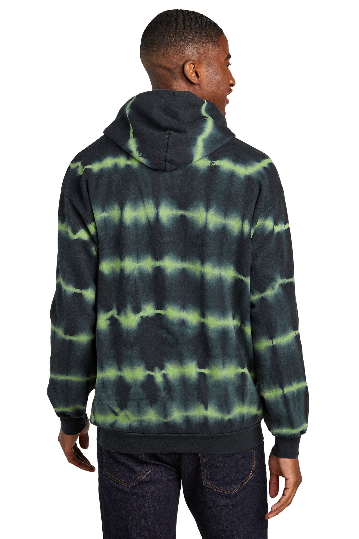 GrnTea/Blk Port & Company Allover Stripe Tie-Dye Fleece PC143