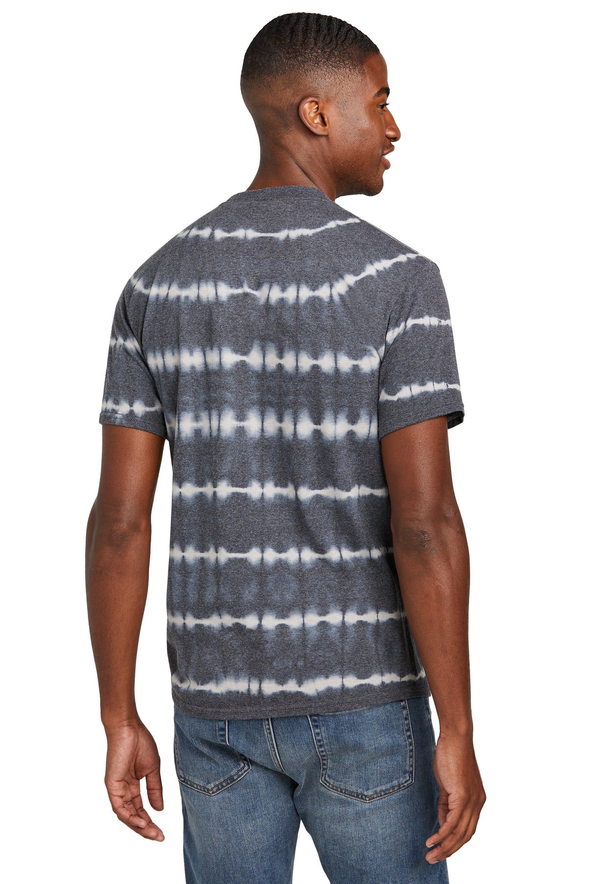 Grph/LtGry Port & Company Allover Stripe Tie-Dye Tee PC142
