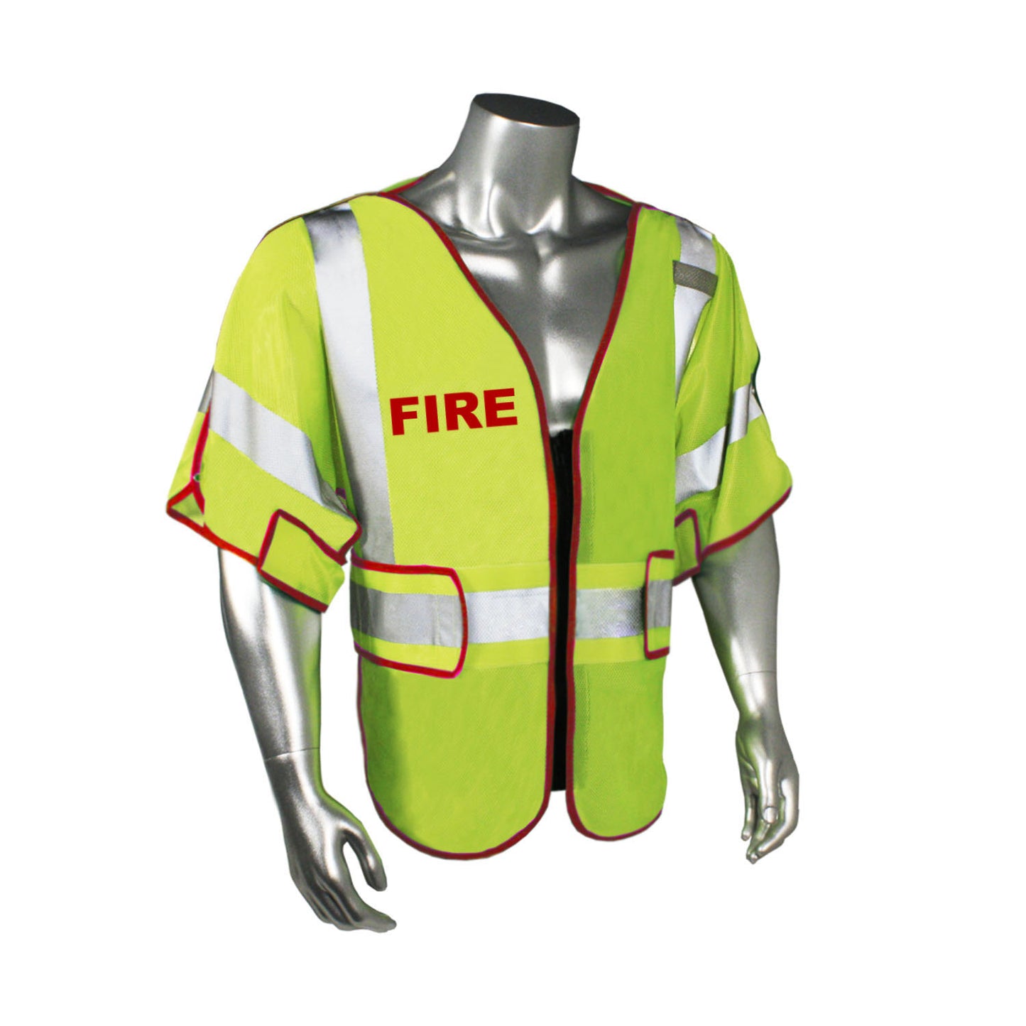 LHV-PS3-DSZR Class 3 Safety Vest - Fire - Red Trim - Green - Size M-XL