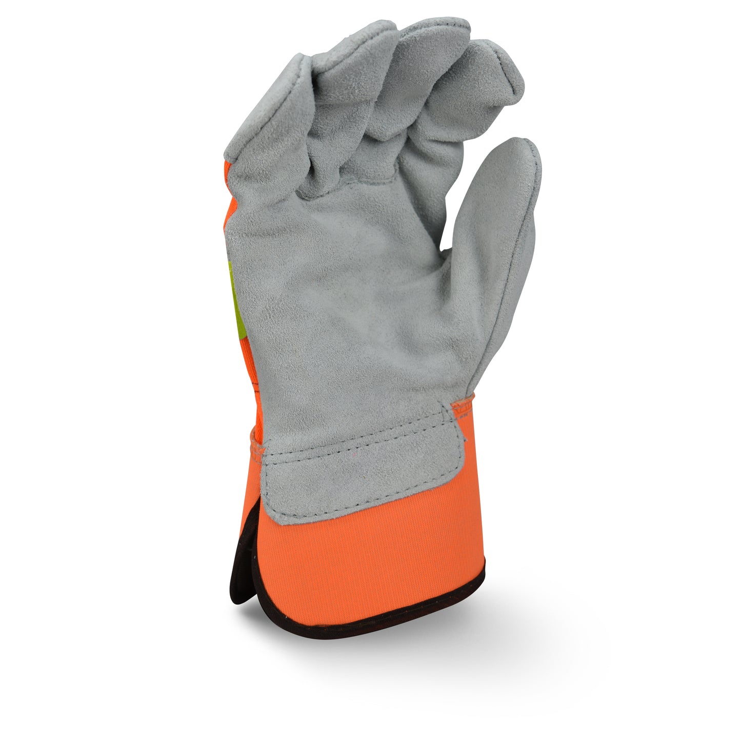 RWG3200HV High Visibility Regular Shoulder Gray Split Cowhide Leather Palm Glove - Size L