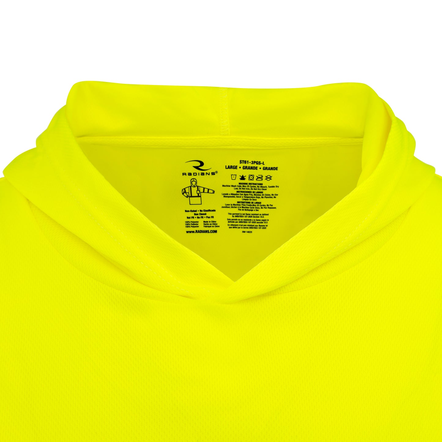 ST61-3 Hooded Type R Class 3 Mesh Long Sleeve T-Shirt - Green - Size 2X