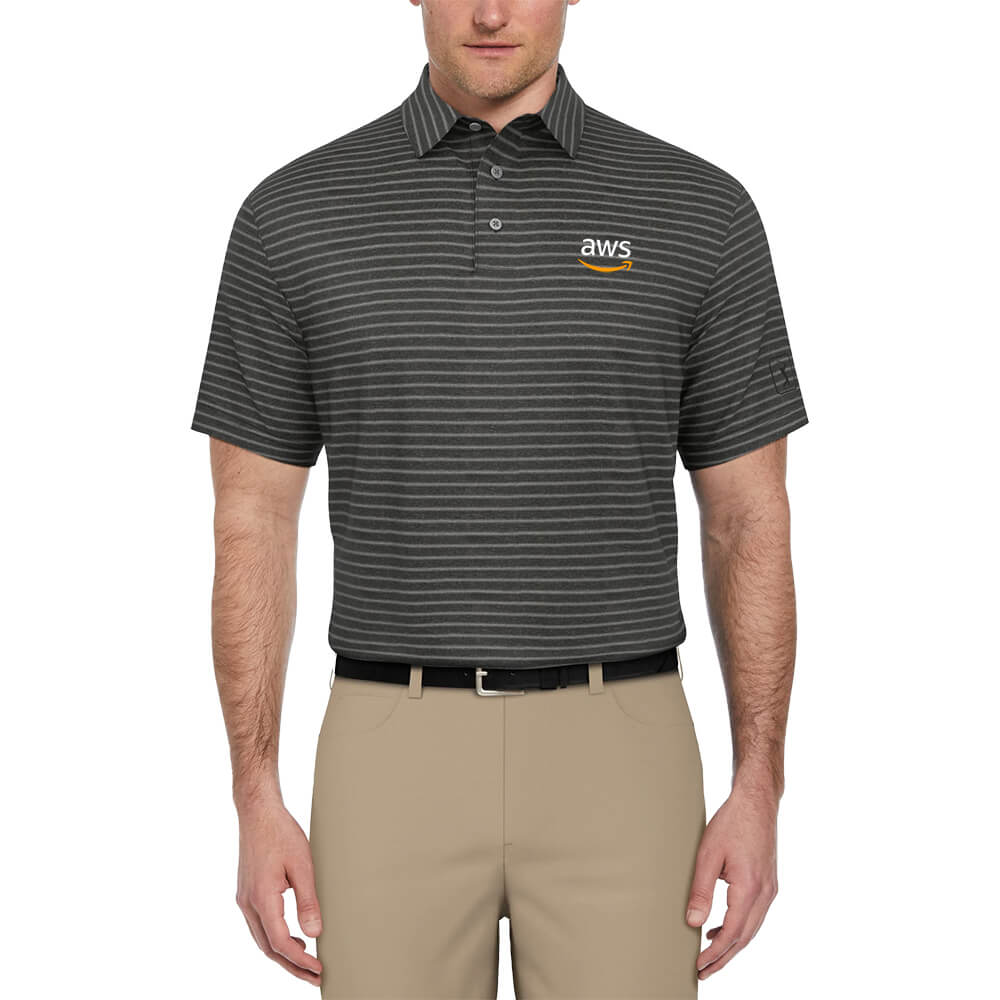 PGA Tour Heather Feeder Stripe Men's Polo