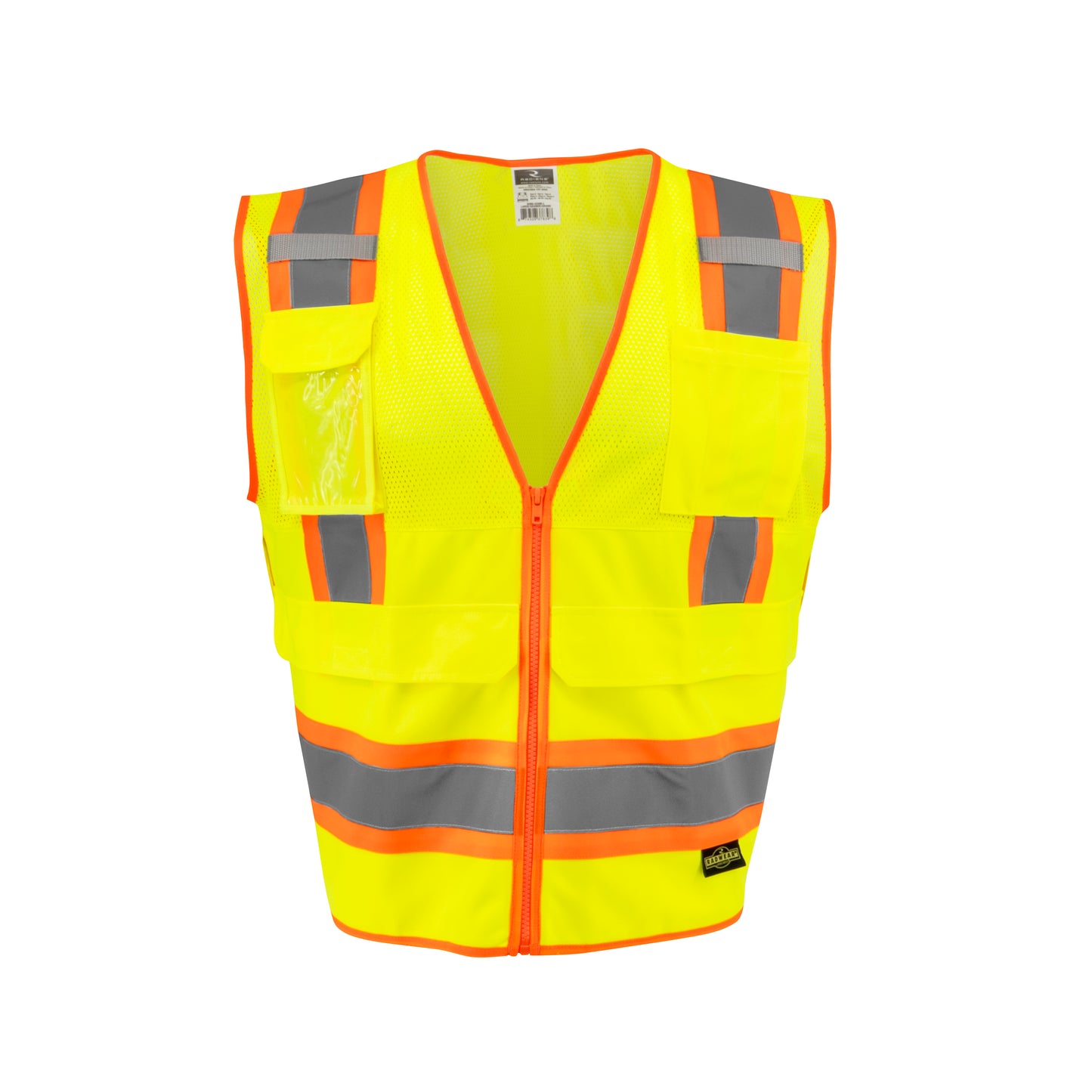 SV69-2 Two Tone Type R Class 2 Mesh/Solid Surveyor Vest with Plan/Tablet Pocket - Green - Size 2X