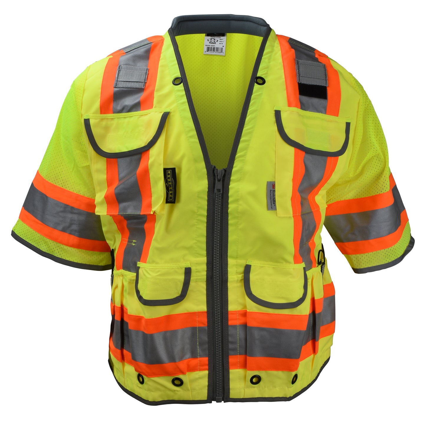 SV55-3 Class 3 Heavy Woven Two Tone Mesh Engineer Vest - Green - Size 2X