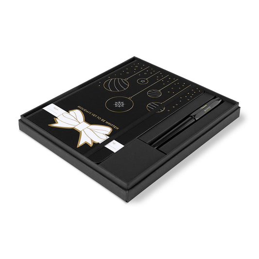 Black Moleskine® Hard Cover Holiday Notebook and Kaweco Pen Gift Set