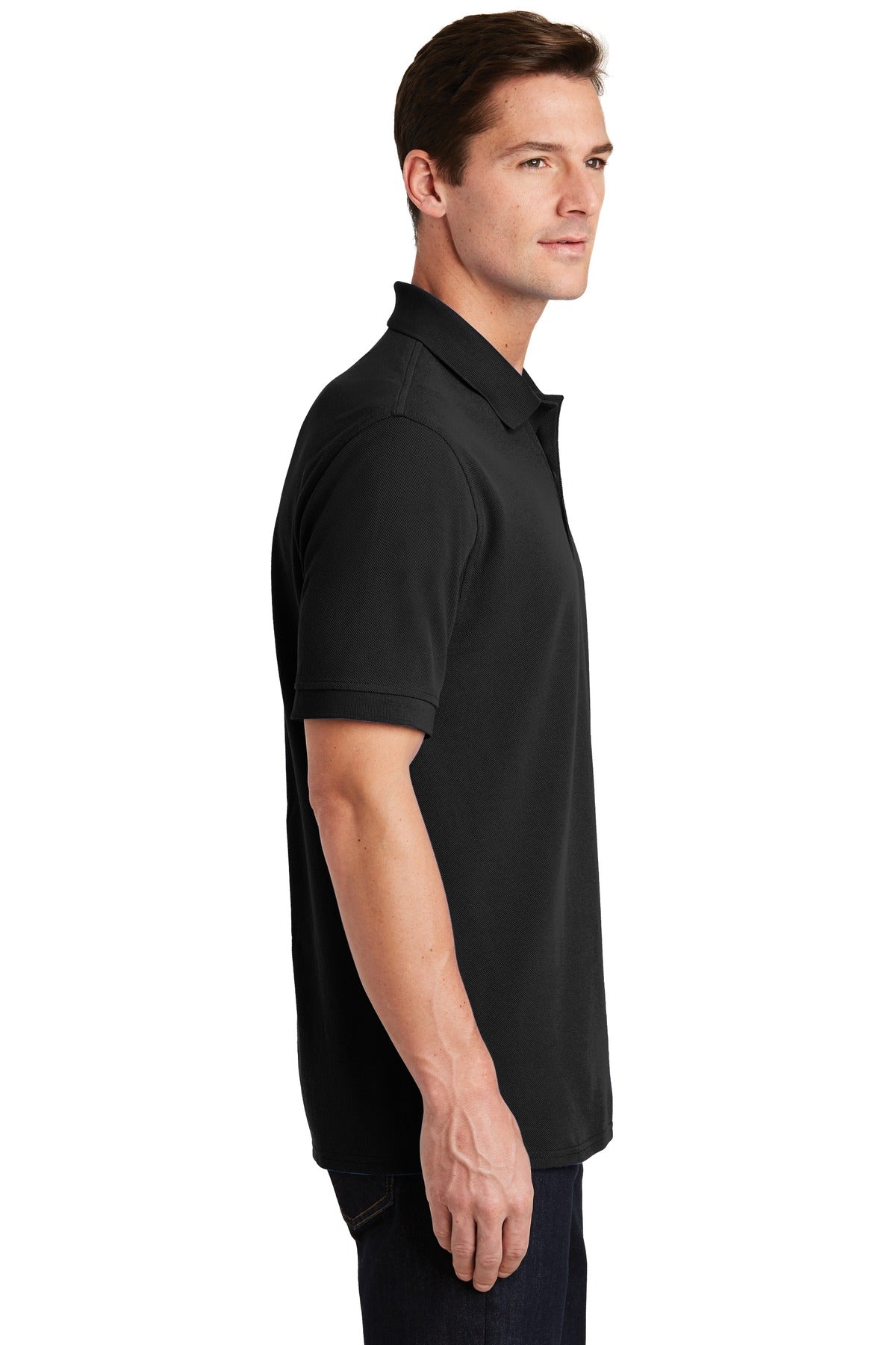 Jet Black Port & Company Combed Ring Spun Pique Polo. KP1500
