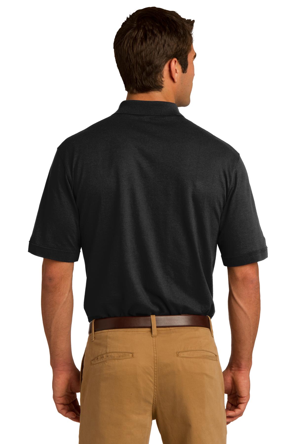 Jet Black Port & Company Core Blend Jersey Knit Pocket Polo. KP55P
