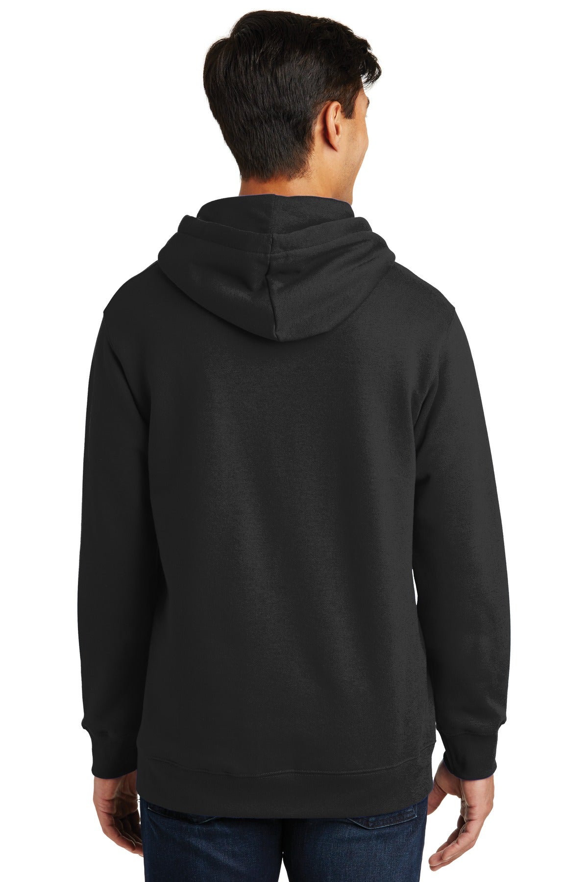 Jet Black Port & Company Fan Favorite Fleece Pullover Hooded Sweatshirt. PC850H