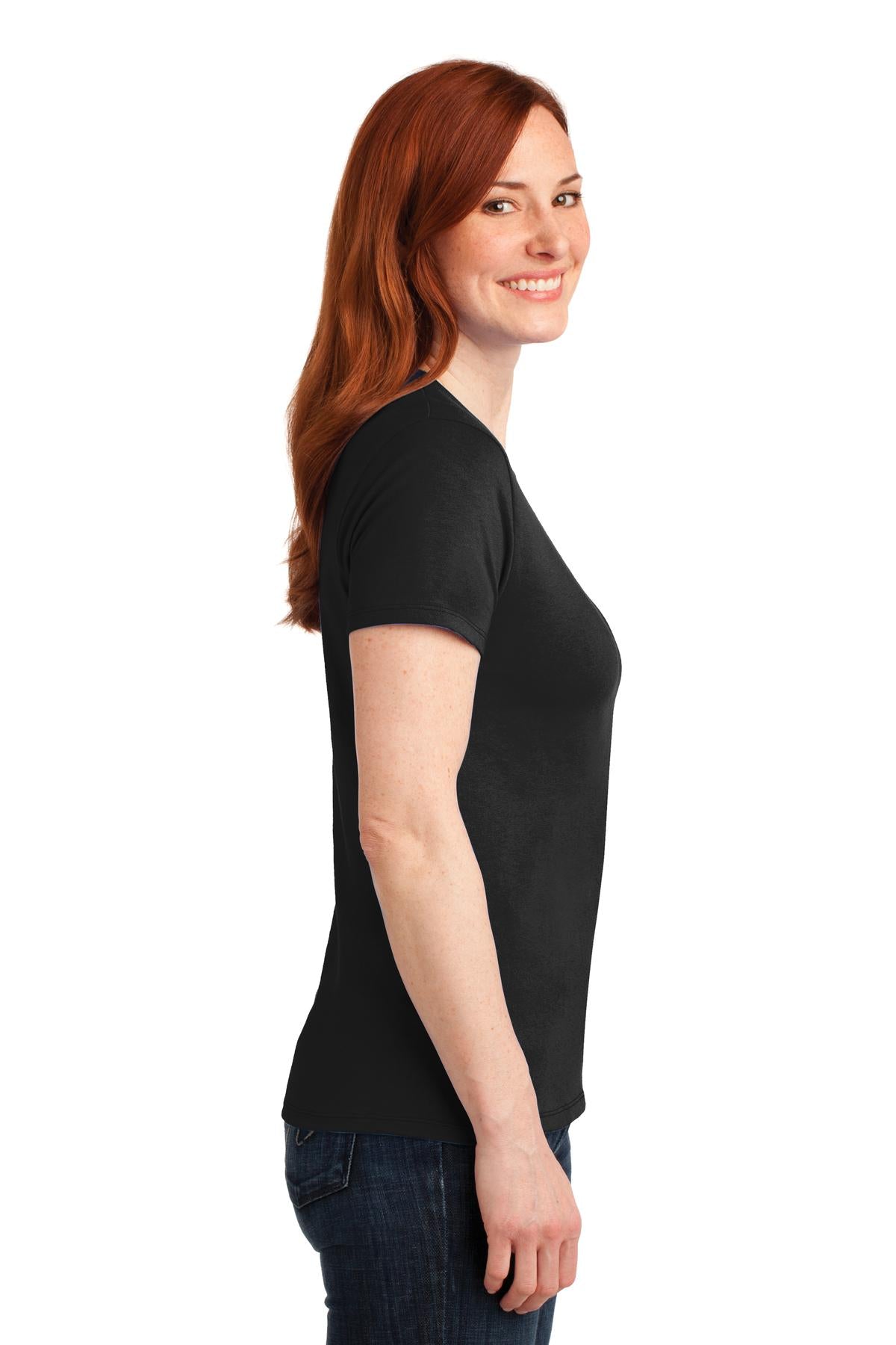 Jet Black Port & Company Women's Core Blend Tee. LPC55