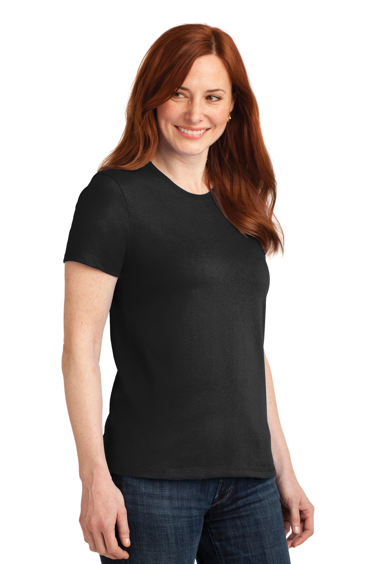 Jet Black Port & Company Women's Core Blend Tee. LPC55