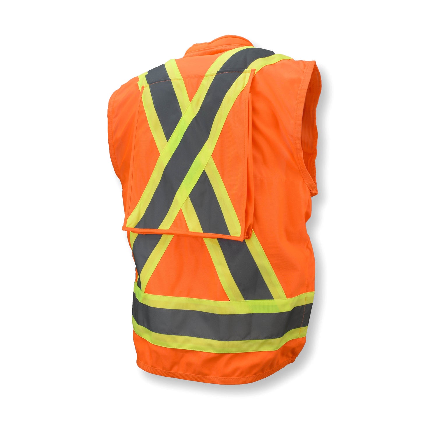 SV030X-2 Heavy Duty 10-Pocket Cruiser Vest with Back Pouch X-Back - Hi Vis Green - Size 2X