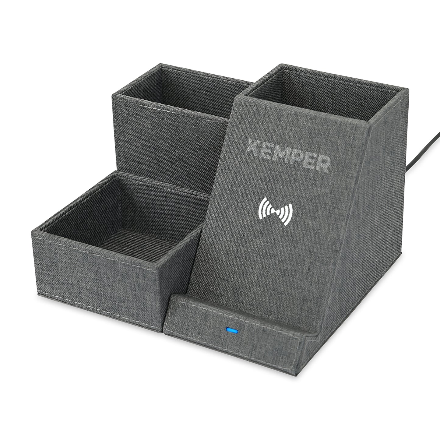 Charcoal Heather Eden Wireless Charging Desk Organizer