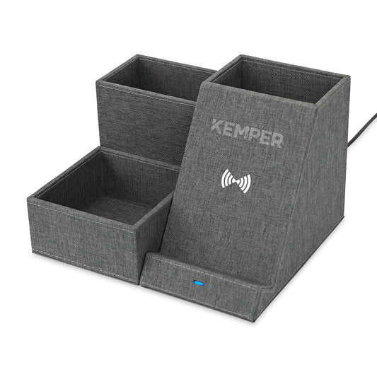 Charcoal Heather Eden Wireless Charging Desk Organizer