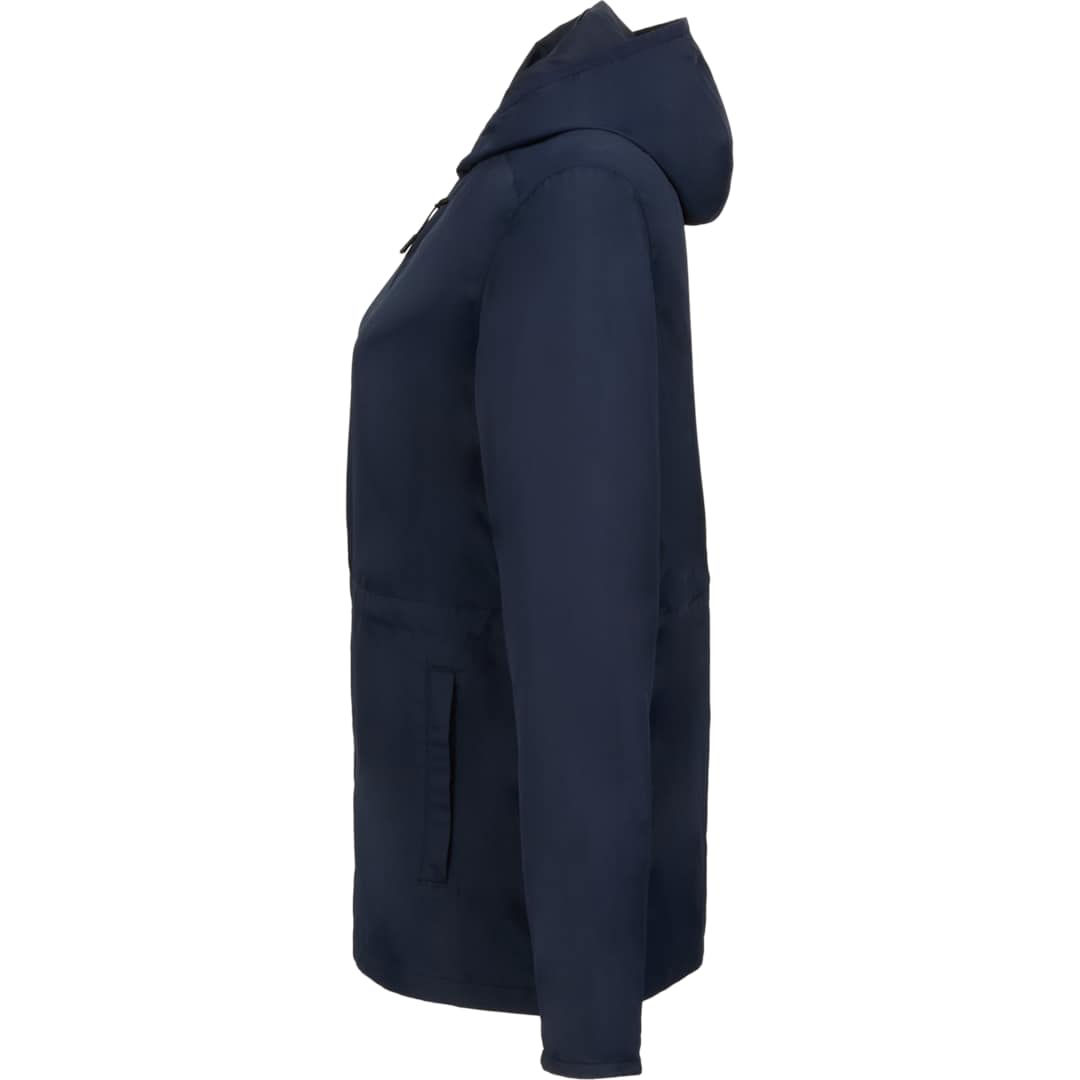 Left View of Blue ANETO Lightweight Packable Jacket - Women's plain