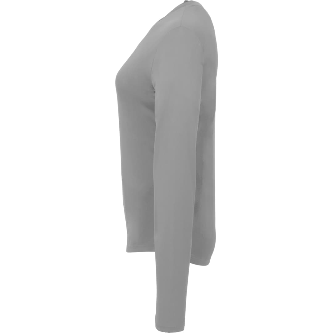 Left View of Grey DARA LS Tech Tee - Women's plain